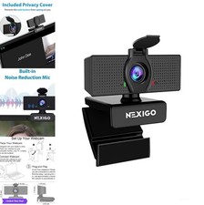 Webcam 1080P USB with Noise Cancelling Microphone Privacy Cover for Zoom Video