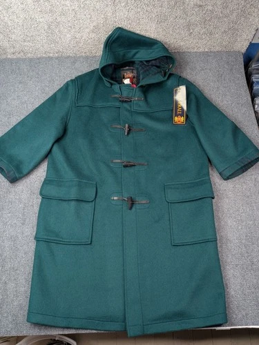 Gloverall Coat Mens 48 Green Wool Duffle Hooded Lined Made England 512/SL/E - product listing photo