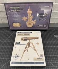 ROKR Airplane Control Tower MOVING Wooden Music Box Puzzle & Monocular Telescope