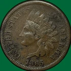 1865 Fancy 5 Indian Head Cent Very Fine VF Coin, Corrosion #39912