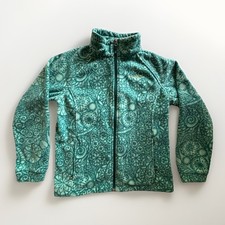 Columbia Fleece Jacket Kids XL 18/20 Teal Green Mandala Print Full Zip Gorpcore