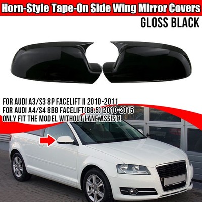 2x Glanz Schwarz Spiegelkappen Außenspiegel Für Audi A3 A4 A5 Ohne Side Assist
