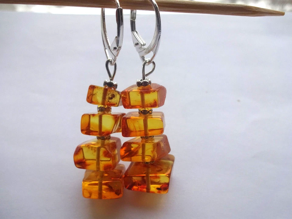 BRINCOS GENUÍNOS de âmbar feitos à mão - Imagem 4 de 4