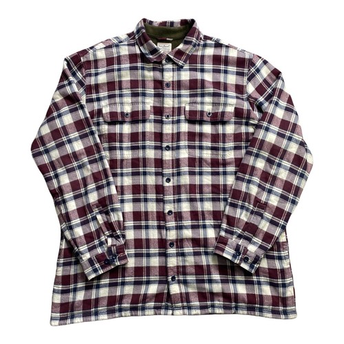 LL Bean Flannel Fleece-Lined Shirt, Red 