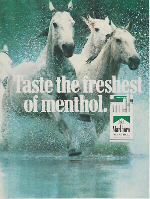 1989 Marlboro Menthol Cigarettes - White Horses Water Run - 2Page Print Ad  Photo | eBay