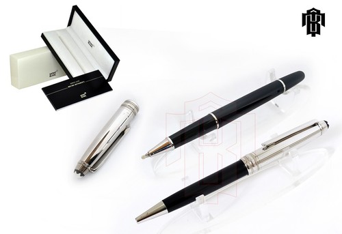 Montblanc Solitaire Doue 163 Steel Ballpoint + Rollerball Pen Combo Set