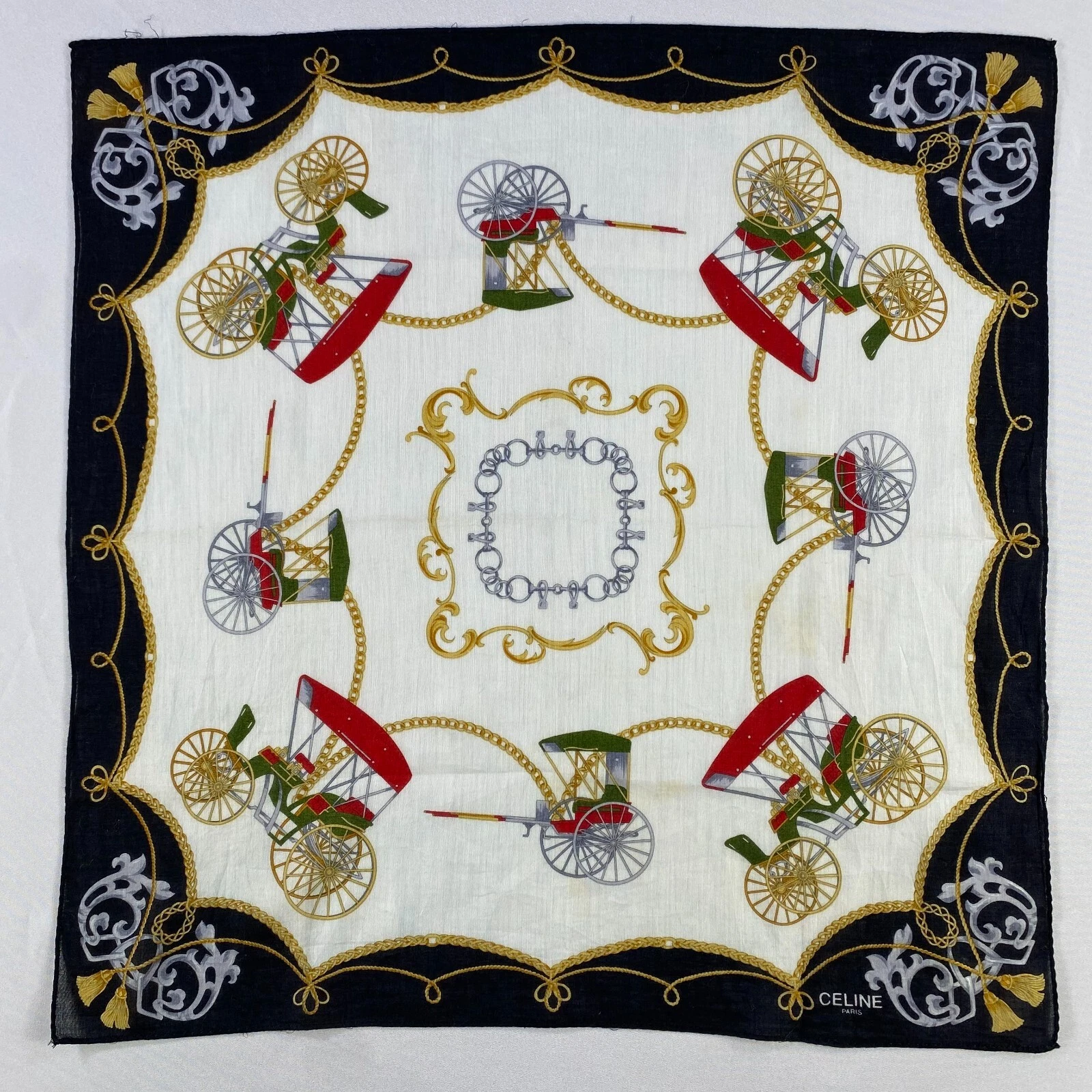 Vintage Celine Handkerchief Pocket Square Bandana Neckerchief