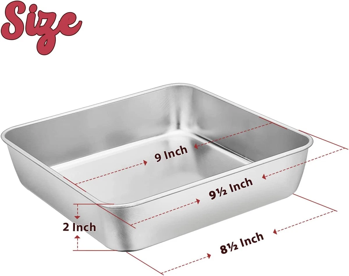 E-far 9 Inch Square Cake Pan with lid, 9x9 Baking Brownie Pans