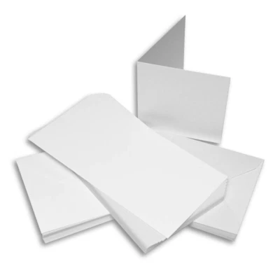 50 WHITE 5" x 5" BLANK CARDS 250gsm & ENVELOPES 100gsm CARD MAKING CRAFT ART 243