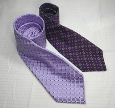 Izod  Pronto Uomo Mens Neckties - TWO 100 Silk Ties, Jacquard Lavender Purple