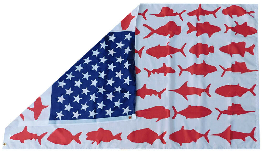 Trade Winds 2'x3' USA Beach Life Fish Dolphin Tuna Shark Flag - Woven Poly Nylon