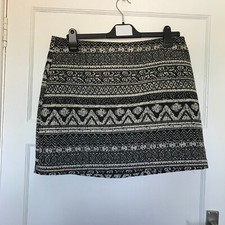 George Black Cream Geometric Skirt Size 14 A Line Knee Length