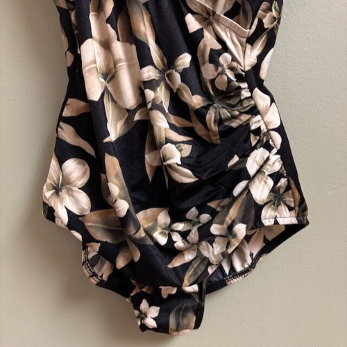 Costume da bagno donna Miraclesuit taglia 12 pezzo unico scuro floreale increspato dimagrante - Foto 4 di 24
