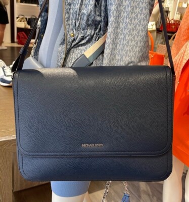 MICHAEL KORS メッセンジャーバッグ ネイビー/オレンジ Michael Kors Cooper Messenger Bag In Navy New With tags | eBay