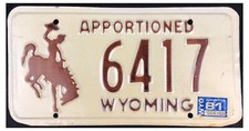 Wyoming 1981 APPORTIONED TRUCK License Plate 6417!