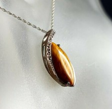Silver 925 Tiger Eye Cubic Zirconia Pendant - Elegant & Timeless
