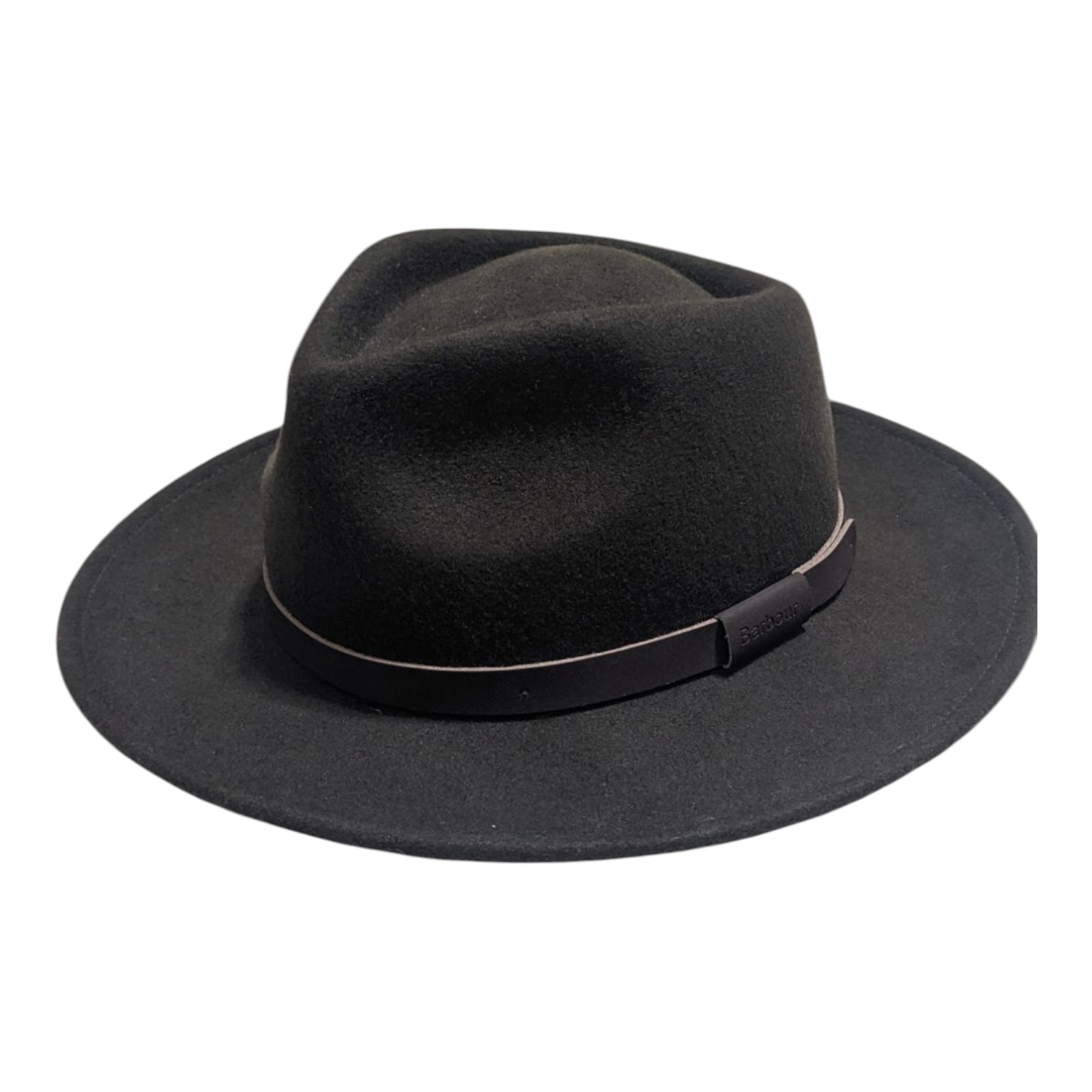 Men's Black Wool Crushable Bushman Fedora Hat Size Large by Barbour