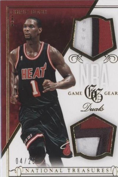 Carte Chris Bosh – National Treasures 2013-14 – Logo Patch Gold Prime /25 – Miami Heat – Panini