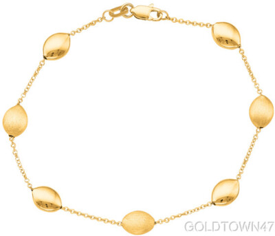 14K Yellow Gold Cable Chain Link with Alternate Shiny and Textured Pebble Link