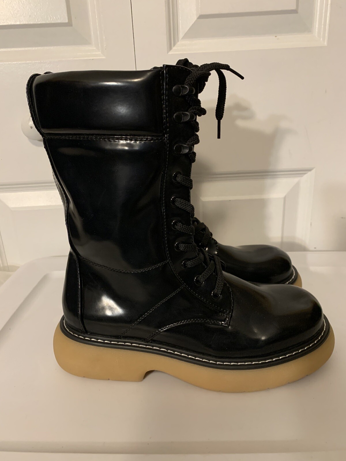 SAOLA DREAM PAIRS stivali da combattimento donna taglia 9 5 neri platform suola grossa ecopelle