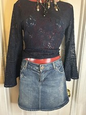 american eagle denim mini skirt size 4 Embellished Embroidered