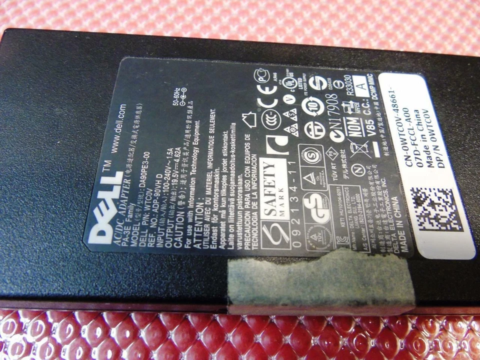 Adaptador de CA original Dell 90W 100-240V 1.5A 50-60Hz 19.5V 4.62A - 0WTC0N WTC0V Foto 2 de 4