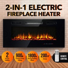 Maxkon 100cm Electric Fireplace Heater Wall Recessed Mounted  900/1800W 5 Flame