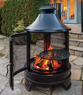 Large Garden Fire Pit Outdoor Patio Heater Log Burner Metal BBQ Cooking