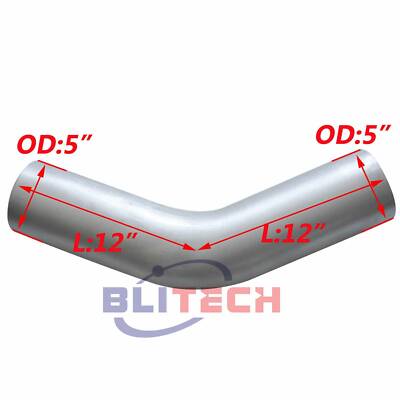 5'' OD x12''inch Arms Aluminized 45 Degree Exhaust Elbow Pipe New