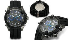 NEW 32 Degrees 0032M-GRYBLU Mens Alpine Watch Rubber Strap Grey Dial Blue Accent