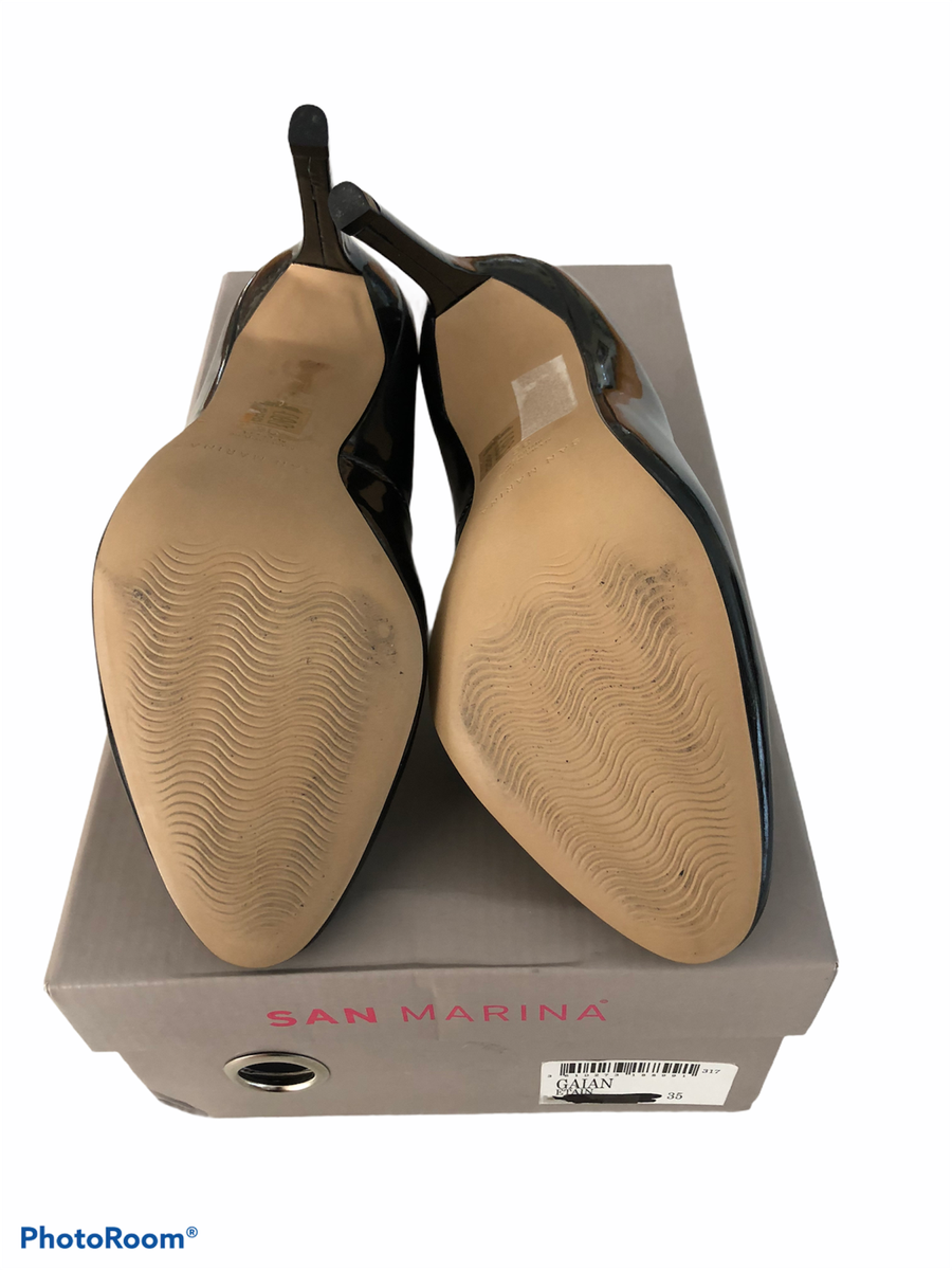 Escarpin San Marina Gaia Talon Aiguille Cuir étain Taille 35 - Neuf Avec Boîte