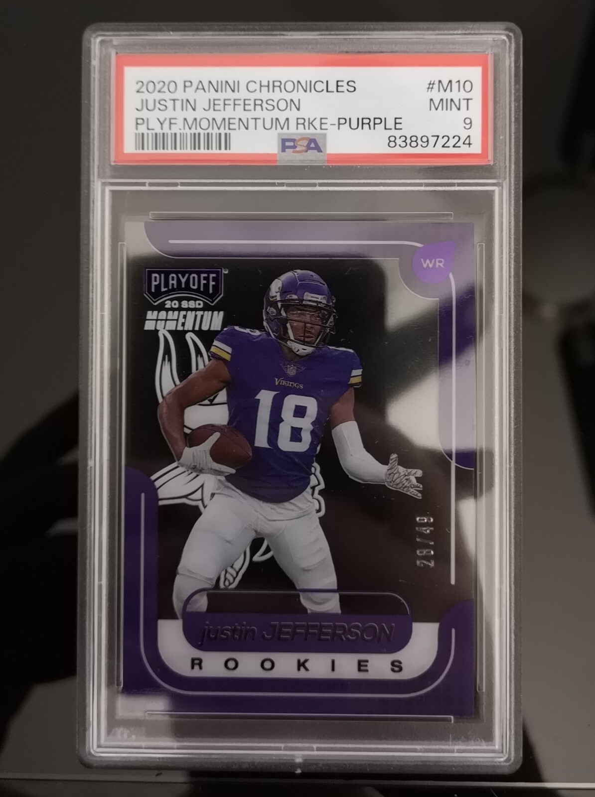 Justin Jefferson Panini Chronicles Playoff Momentum Rookies #M10 Purple