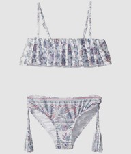  189 Seafolly Kid's Girl's White Floral Pop Palace Ruffle Bikini Set AUS Size 6