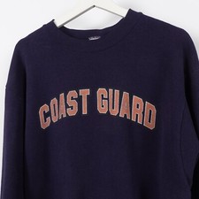 Vintage 80s USA Coast Guard Large Blue Sweatshirt Made In US Double Sided Navy