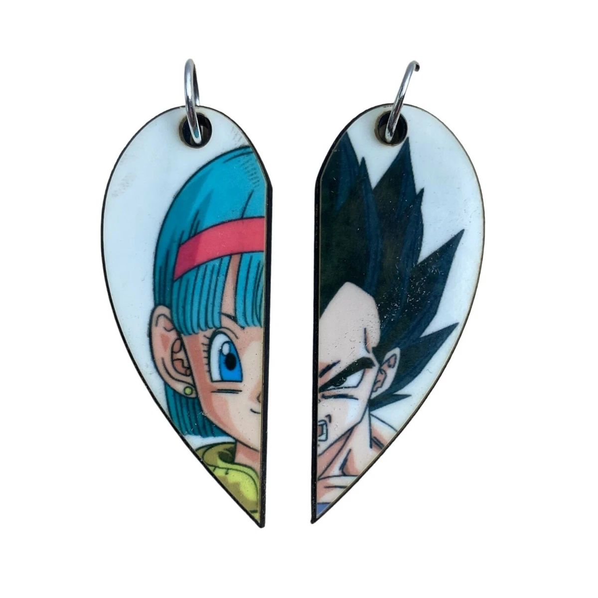 Anime Matching Heart Pendants Bulma and Vegeta Couple Necklaces