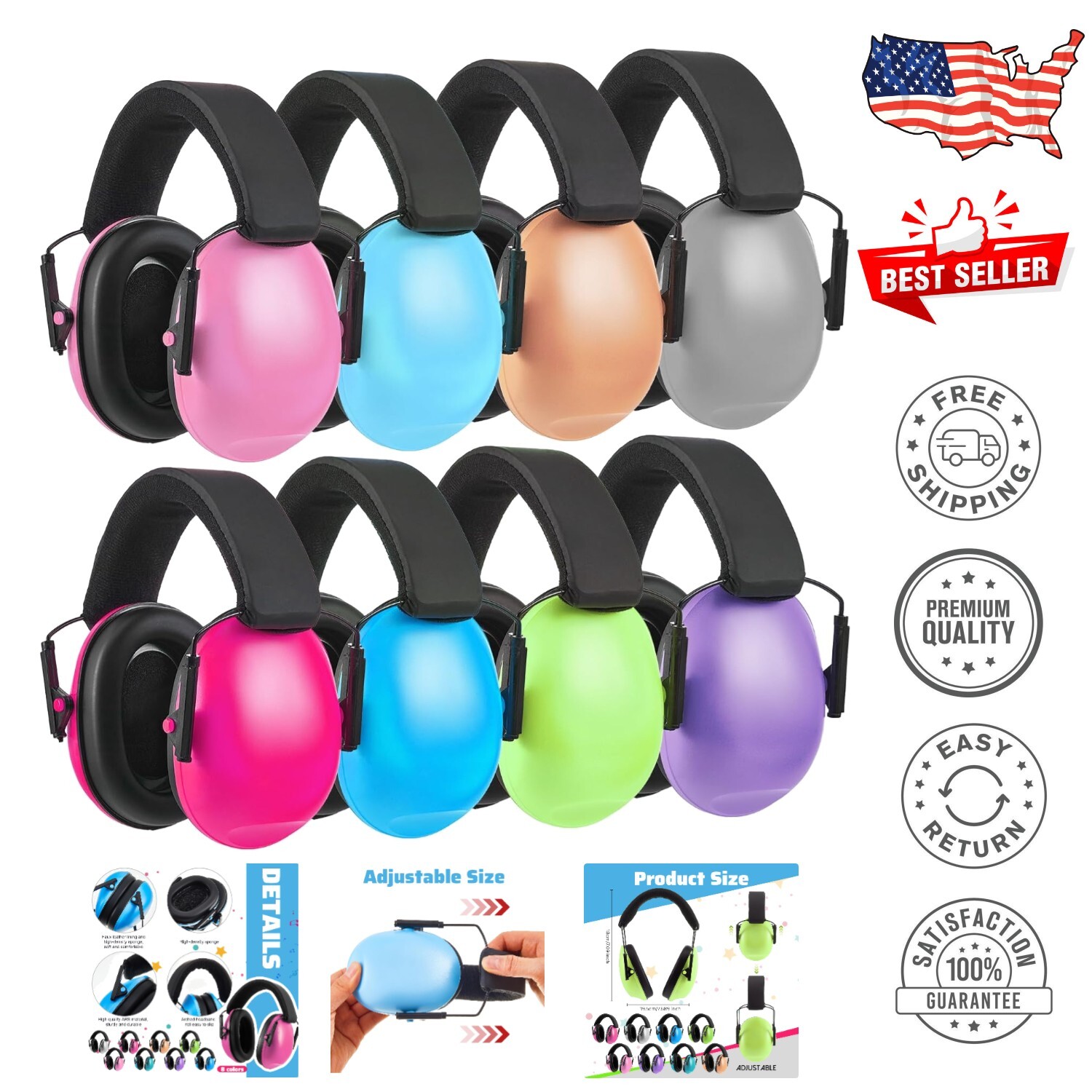 Kids Noise Cancelling Headphones - 27dB Hearing Protection, 8 Pairs, Comfortable Fit-image