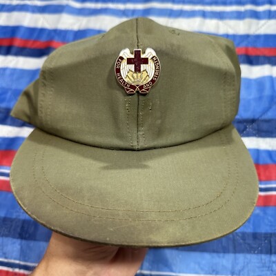 Vintage Military Olive Green Hat Size 7 (55.8cm) “For Health 