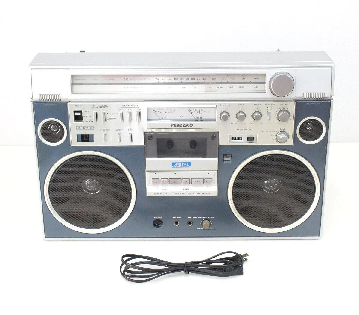 Hitachi Vintage Perdisco Cassette Recorder TRM-8600RM Navy Japan