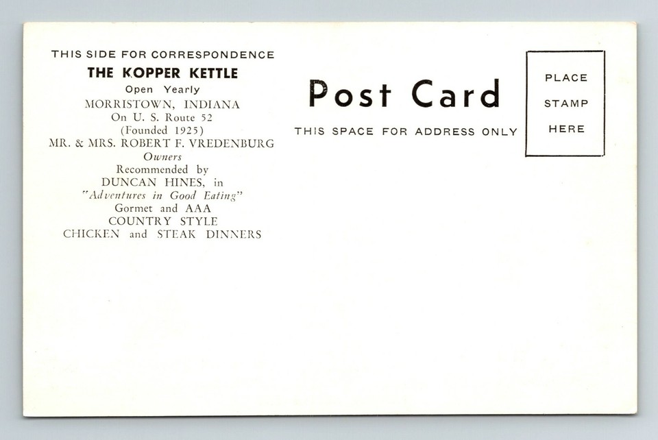 Morristown INIndiana, The Kopper Kettle Inn, Exterior, Vintage