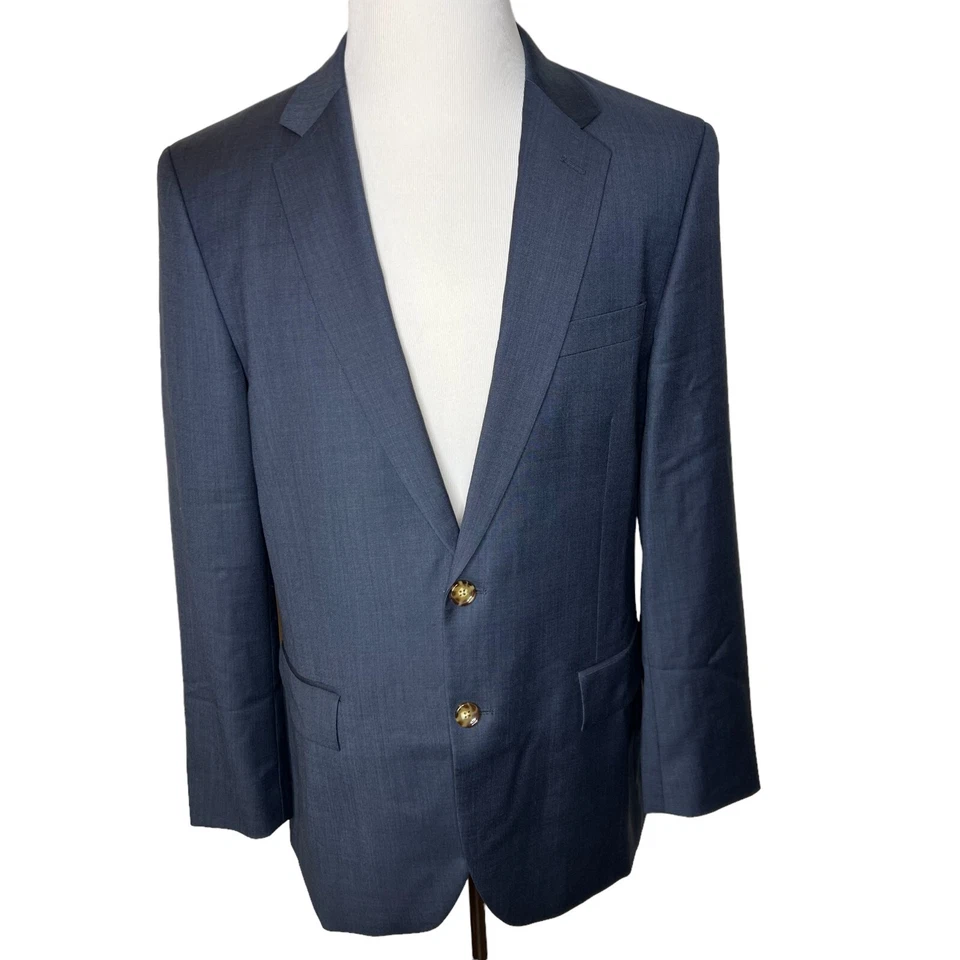 J.Crew Mens $498 Slim Thompson Suit Jacket Worsted Wool Navy Size 44L G1730 - Image 4 of 4