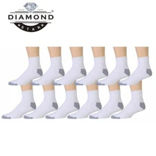 12 Pairs Mens Ankle Quarter Sports Socks Athletic Cotton Low Cut Socks Size 9-11