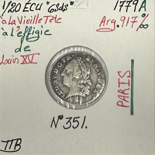 1/20 ECU à la Vieille Tête (6 Sols) - LOUIS XV (1779 A) Monnaie en Argent // TTB - Photo 1/2