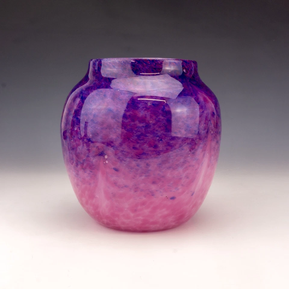 Antique Monart Scottish Glass - Pink & Purple Mottled Decorated Vase - Art Deco - Image 3 of 4