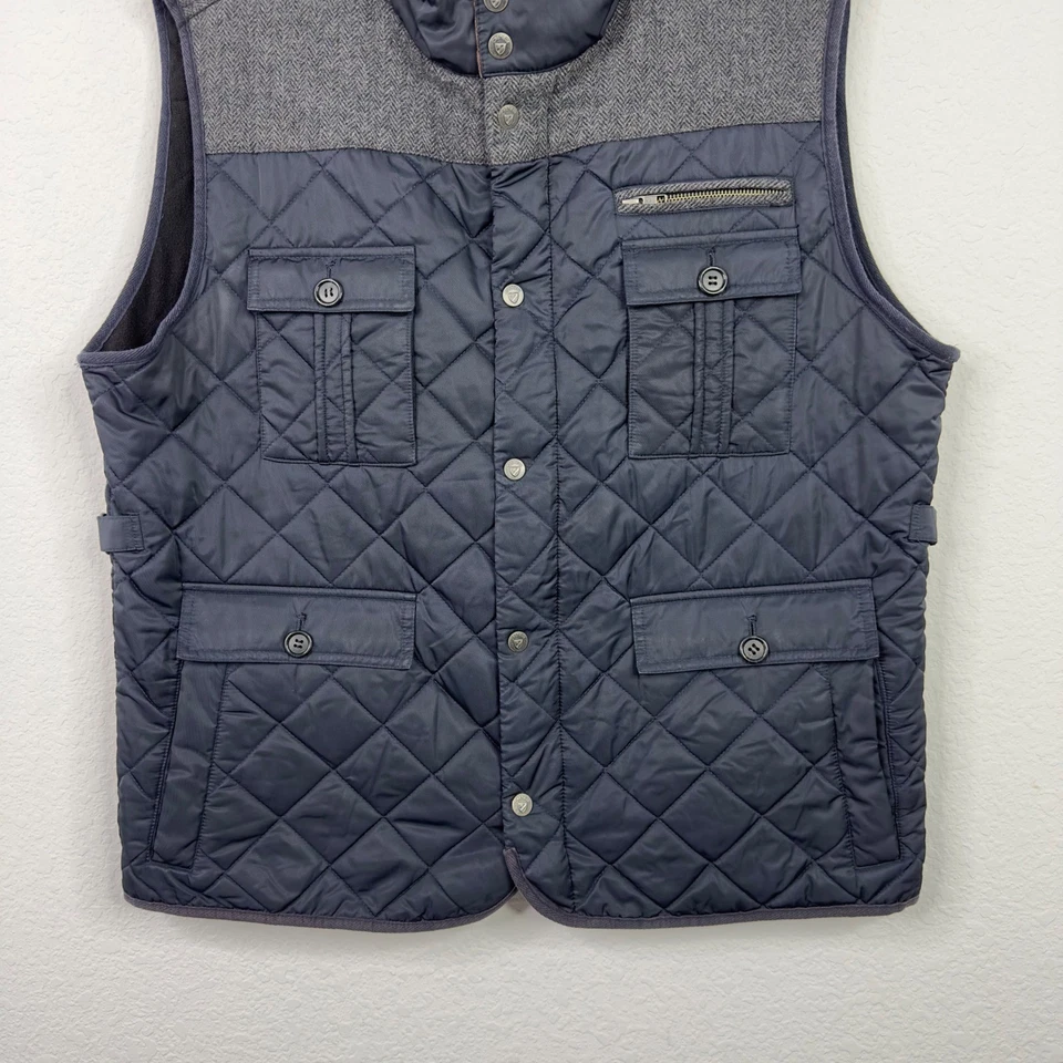 Chaleco Cremieux Para Hombres XL Azul Gris Lana Acolchado Exterior Gorpcore Cabina Caza Foto 4 de 4