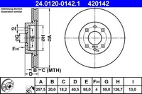 2X Ate Bremsscheibe 24.0120-0142.1 FüR Alfa Romeo Passend FüR Fiat Lancia