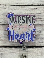 Nursing is a work of Heart ID Retractable Badge Reel Holder Nurse, Medical
