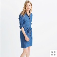 Madewell Denim Tie Front Long Sleeve Dress Size Small Classic Fall Casual