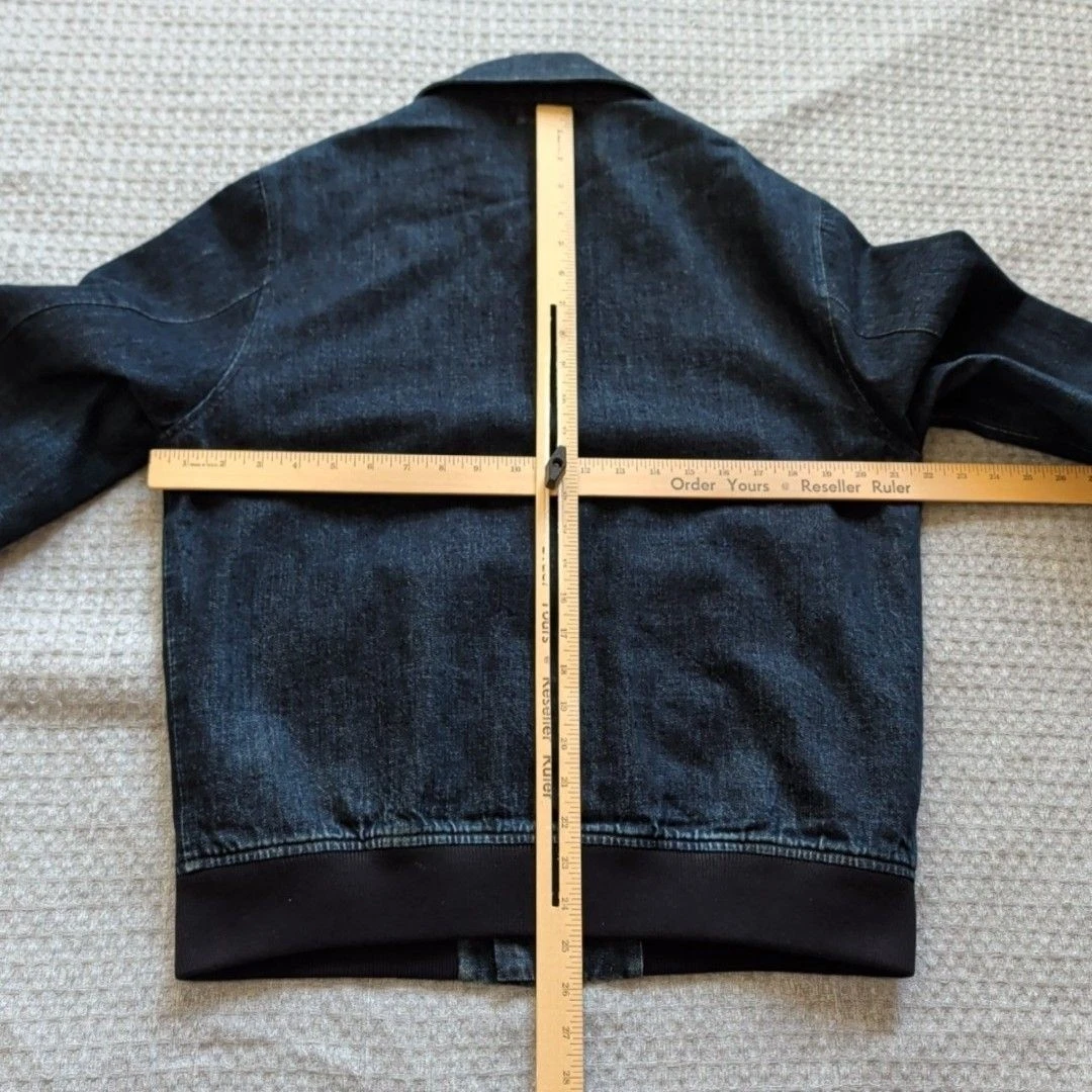 Wallace & Barnes Jacket Mens Medium Blue Denim Bomber Full Zip Lined Workwear - product detail image 12