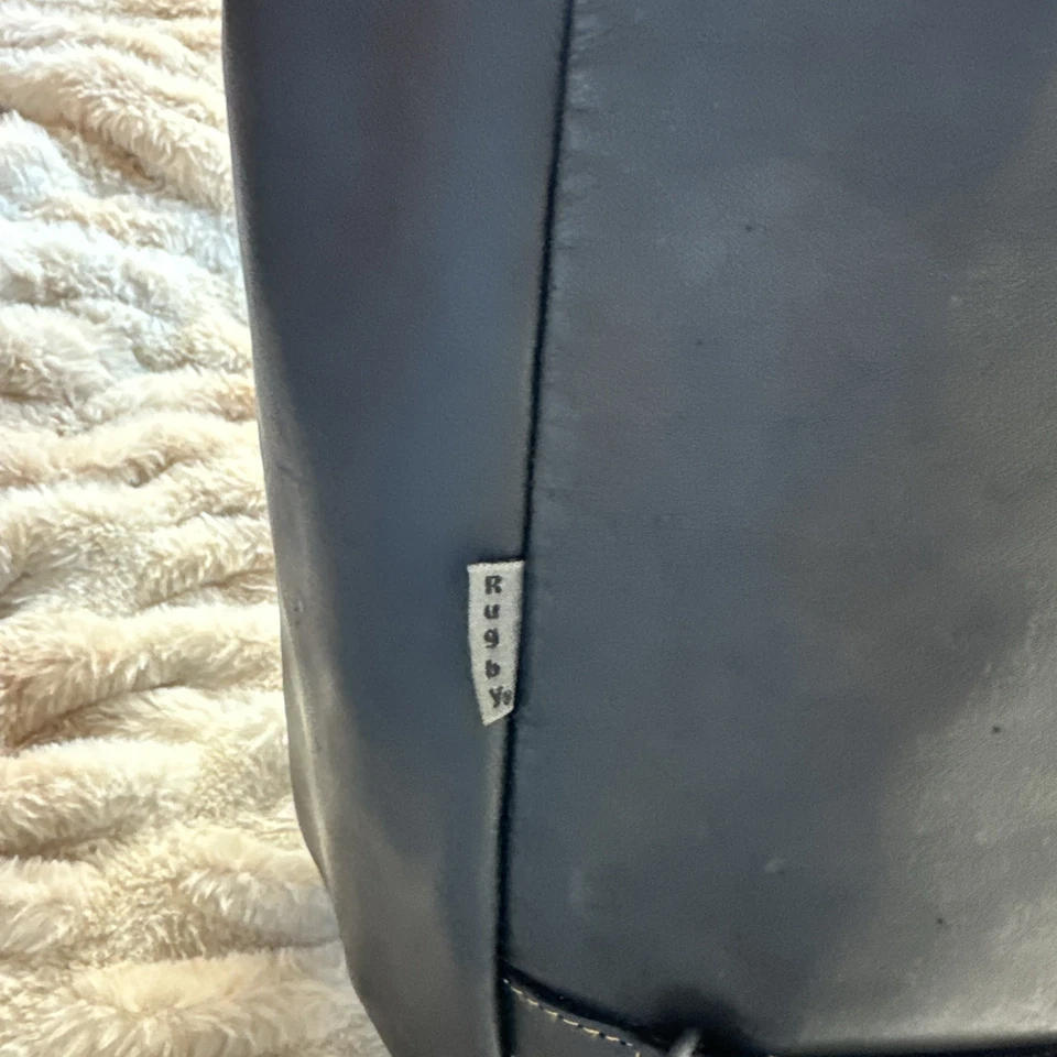 Винтажный рюкзак Ralph Lauren Rugby черная маслянистая кожа серебристая фурнитура 90-е - Изображение 4 из 4