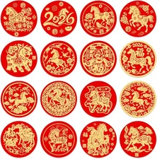 160PCS Chinese New Year Stickers - of The Horse C-160pcspapercuttings 